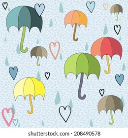 Rain Umbrellas Colorful Vector