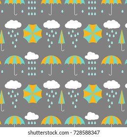 Rain and umbrellas. Vector pattern