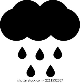 Rain, vector icon. Cloud and rain drops icon in black color.