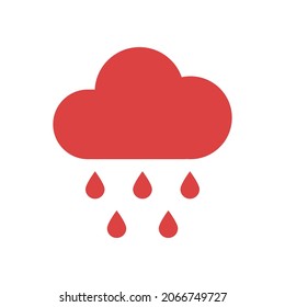 Rain vector icon. Red symbol
