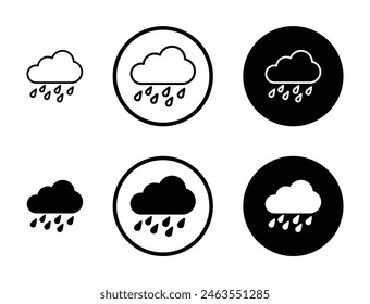 Rain vector icon set. Rainy cloud weather forecast vector symbol suitable for apps and websites UI designs.