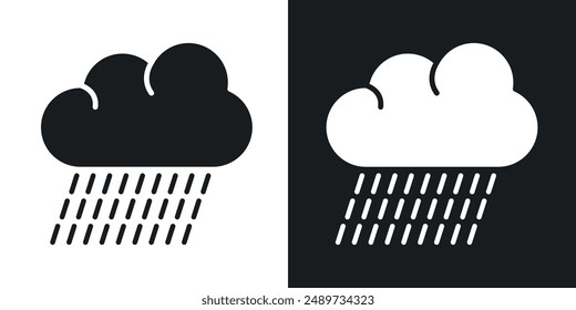 Rain vector icon set in solid black and white color