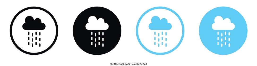 Rain vector icons in black and blue colors