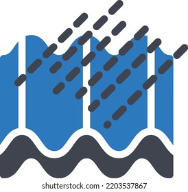 ilustración del vector de lluvia sobre un fondo transparente. Símbolos de calidad superior. Iconos vectoriales de glifos para diseño de conceptos y gráficos.