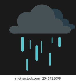 Una Ilustración vectorial de lluvia típicamente representa gotas de lluvia o lluvias con líneas suaves y limpias o Formas simples. El diseño a menudo incluye gotas delgadas y alargadas que caen en un ligero ángulo, a veces con 