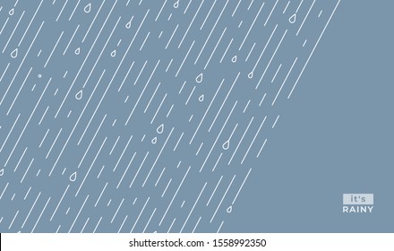 Rain vector pattern. It s rainy, season background in simple flat style with water line and liquid drops. Rainfall illustration. Copy space in the right sight. Raindrops front, starting