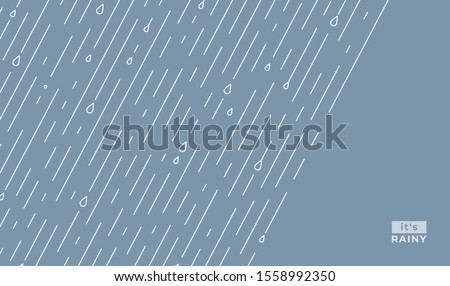 Rain vector pattern. It s rainy, season background in simple flat style with water line and liquid drops. Rainfall illustration. Copy space in the right sight. Raindrops front, starting