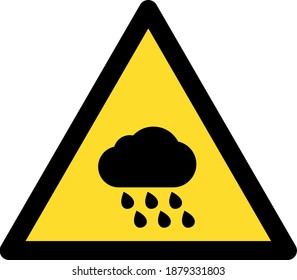 Icono de advertencia de lluvia con estilo plano. Icono de advertencia de lluvia vectorial aislado en un fondo blanco.