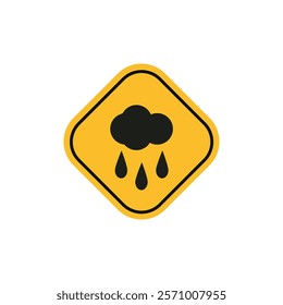 Rain warning sign flat line symbol set.