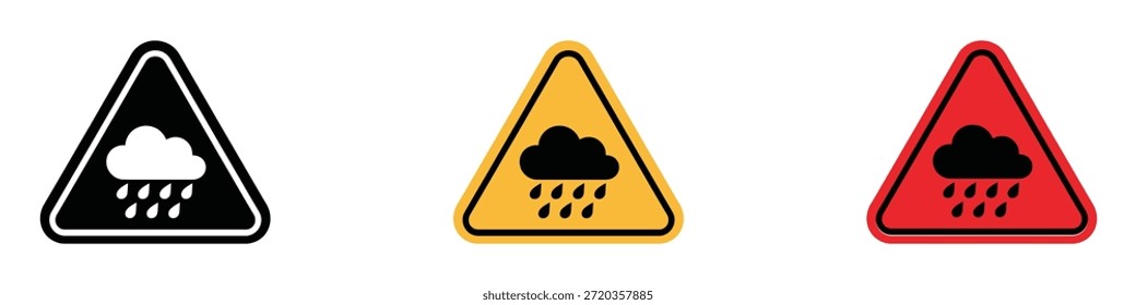 Symbol für Regenwarnungszeichen, Vektor. Symbol für Regen und Nässe. Vektorgrafik.