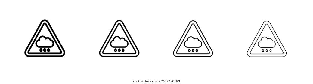 Rain warning sign symbol. Vector isolated illustration.
