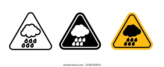 Rain warning sign vector set