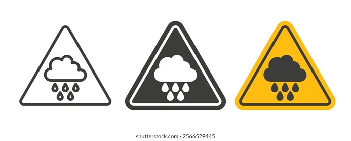 Rain warning signs collection for website design, app, UI design.