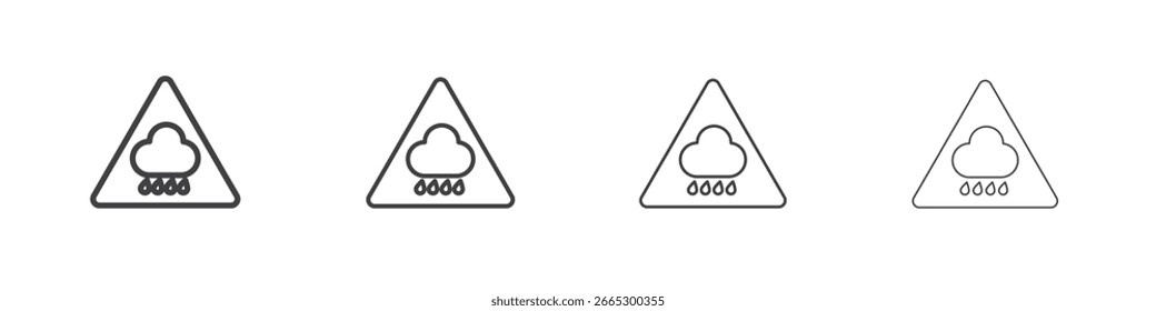 Rain warning signs concept outline symbol design.
