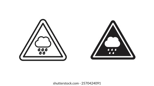 Rain warning vectors web signs set