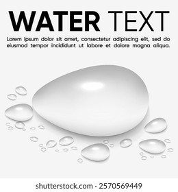 Rain Water Drops on Glass: Realistic 3D Vector Illustration of Smooth Surface with Transparent Liquid Bubbles. Wet Background with Scattered Raindrop Splash and Spray Effects