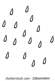 Rain - water drops - vector linear illustration. Outline. Rain is a weather phenomenon. Drops pattern