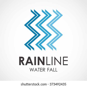 Rain water fall of line abstract vector and logo design or template season wet business icon of company identity symbol concept