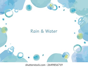 Lluvia y agua Imagen Material de marco de Ilustración vectorial dibujado a mano dibujado con acuarelas