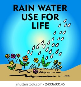 Rain Water Use For Life, poster and banner vector