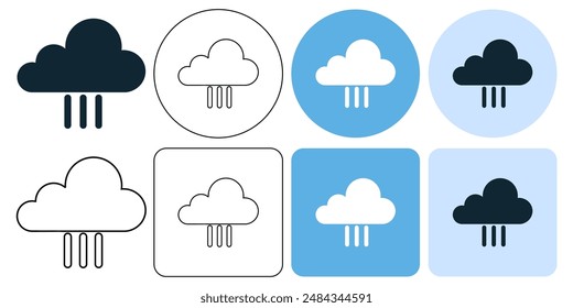 rain weather, hard rain, heavy rain, icon symbol stroke line and glyph