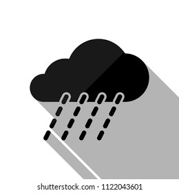 rain, weather icon. Black object with long shadow on white background