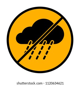 rain, weather icon. not allowed, black object in warning sign with orange background color