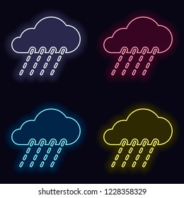 rain, weather icon. Set of fashion neon sign. Casino style on dark background. Seamless pattern
