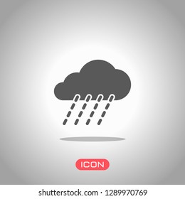 rain, weather icon. Icon under spotlight. Gray background