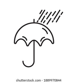 rain weather with umbrella line style icon vector illustration design