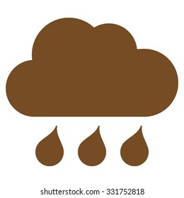 Rain Weather vector icon. Style is flat symbol, brown color, rounded angles, white background.