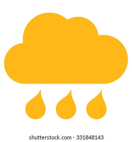 Rain Weather vector icon. Style is flat symbol, yellow color, rounded angles, white background.