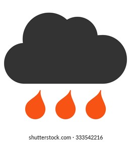 Rain Weather vector icon. Style is bicolor flat symbol, orange and gray colors, rounded angles, white background.