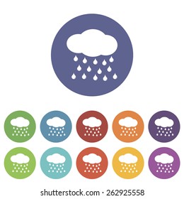 Rain web flat icon in different colors. Vector Illustration