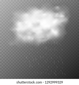 Rain and white cloud isolated on transparent background.