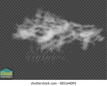 Rain and white cloud isolated on transparent background. Vector