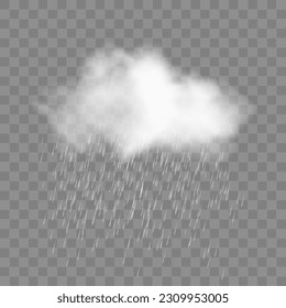 Regen-weiße Wolke, Vektorgrafik einzeln auf schwarzem Hintergrund. Bildschirmtransparenzmodus verwenden