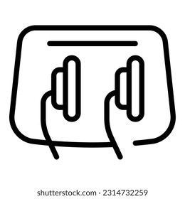 Vector de contorno del icono del limpiaparabrisas con lluvia. Vidrio de coche. Limpiar ventana