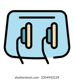 Rain windshield wiper icon outline vector. Car glass. Window clean color flat