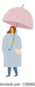 Rain, Woman With Umbrella Flat Vector
