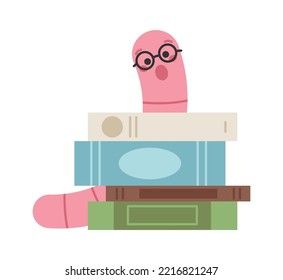 Rain worm with books character