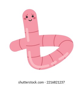 Rain worm character flat illustration