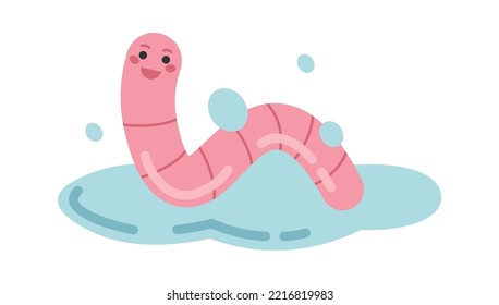 Rain worm in the puddle character