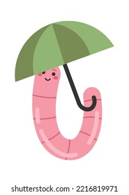 Rain worm with umbrella character