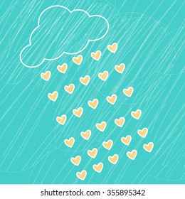 Rain of yellow hearts