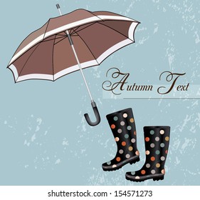 Rainboots with umbrella - Illustration