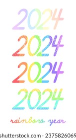 Rainbow 2024 set for for greeting card, invitation and calendar decoration. Vector illustration
