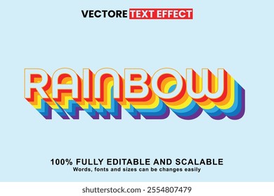 Rainbow 3D Editable text effect Rainbow color typography text style editable text effect template