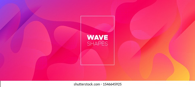 Rainbow 3d Fluid Banner. Futuristic Gradient. Minimal Pattern. Neon Flow Brochure. 3d Fluid Shapes. Multicolor Geometric Background. Vivid Minimal Concept. Orange Wave Brochure. Abstract Shapes.