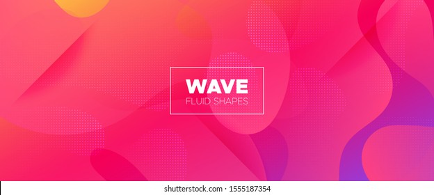 Rainbow 3d Fluid Banner. Movement Illustration. Minimal Concept. Vivid Dynamic Waves. Abstract Poster. Colorful Gradient Background. Orange Minimal Pattern. Light Wave Brochure. 3d Fluid Shapes.